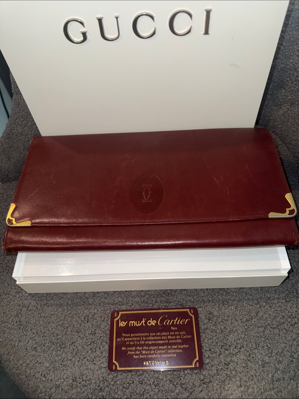 Cartier Clutch bag Mastline Red Gold leather